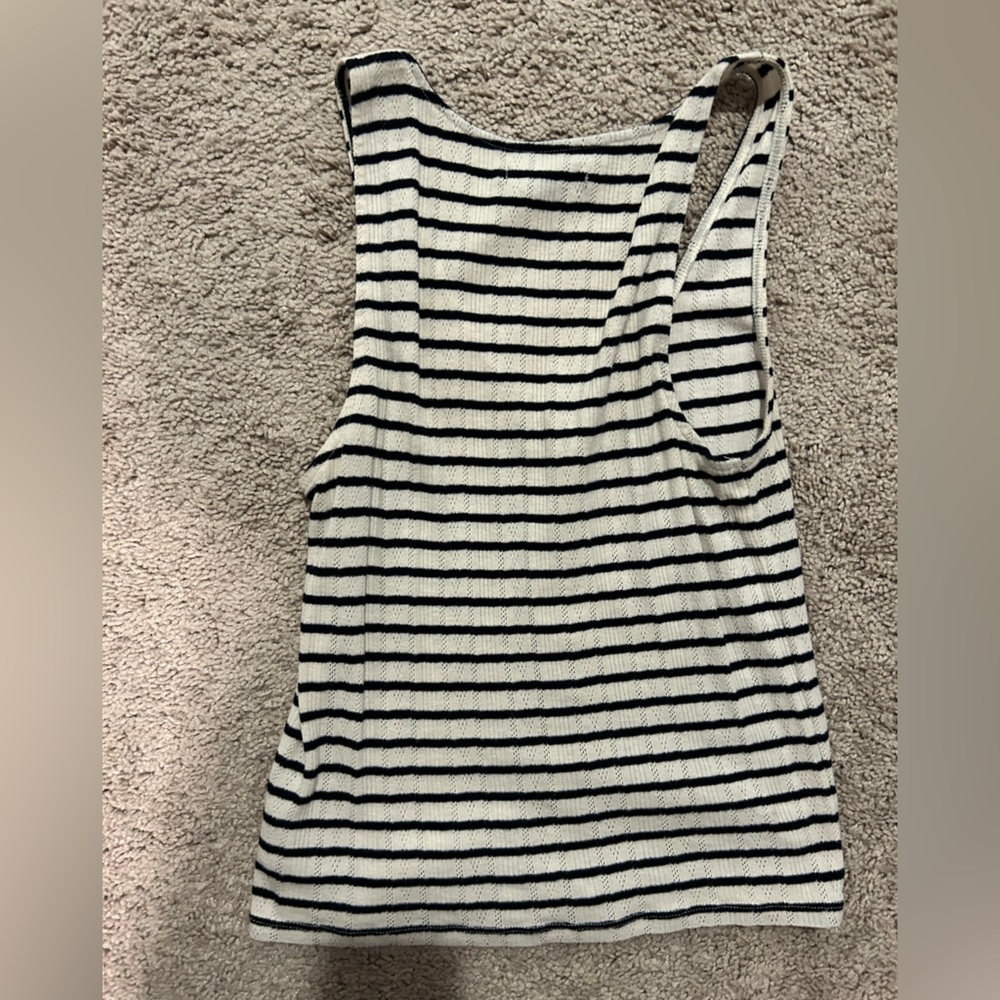 3/$15 American eagle black and white striped tank top - Picture 3 of 3